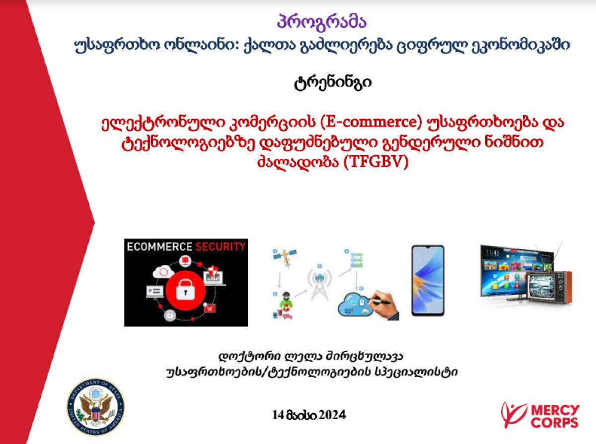 2. ელექტრონული კომერციის (E-commerce) უსაფრთხოება და ტექნოლოგიებზე დაფუძნებული გენდერული ნიშნით ძალადობა (TFGBV)